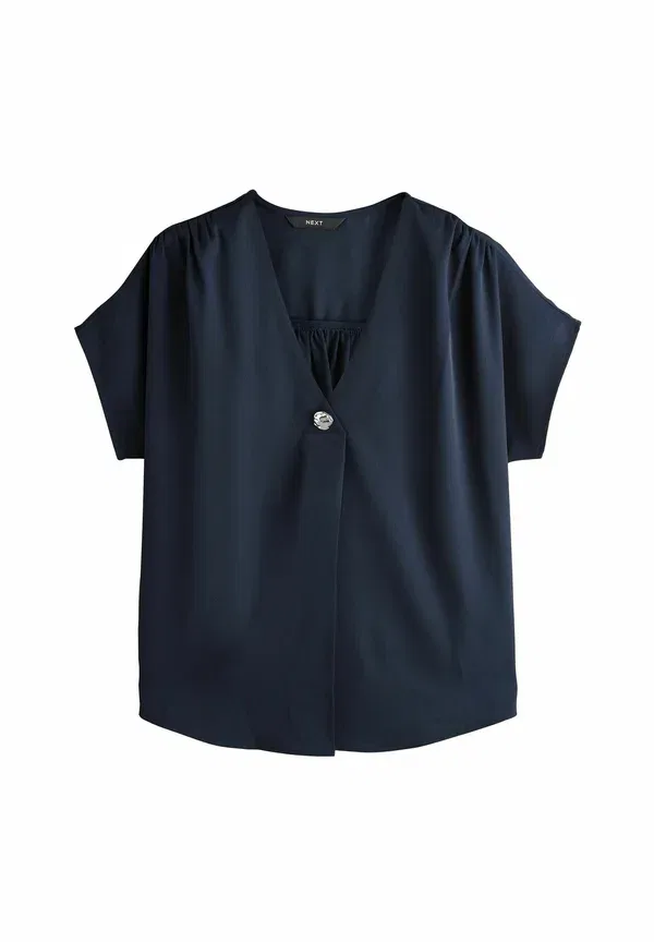 Блуза Next, Regular fit short sleeve v neck blouse, темно-синий