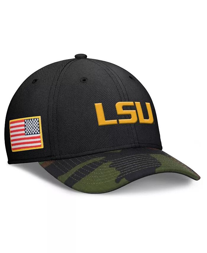 

Мужская черная/камуфляжная кепка LSU Tigers 2024 Military Appreciation Rise Swoosh Performance Flex Nike