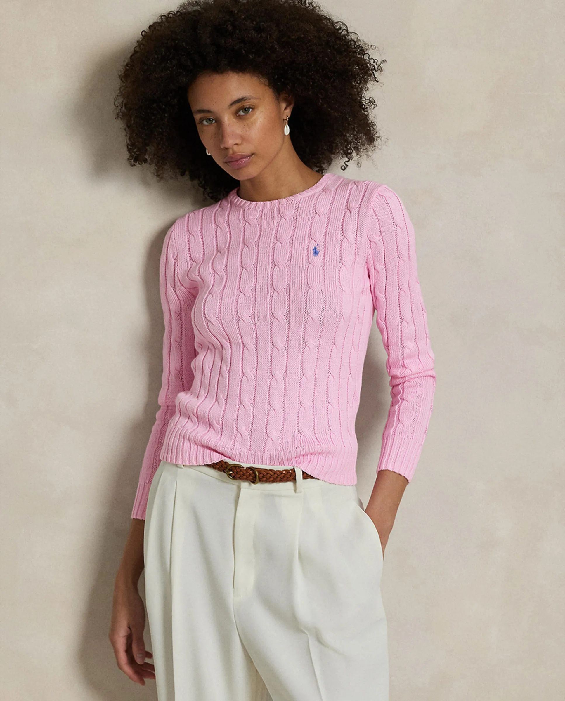 

Женская хлопковая кофта восьмёрочкой Polo Ralph Lauren, светло-розовый