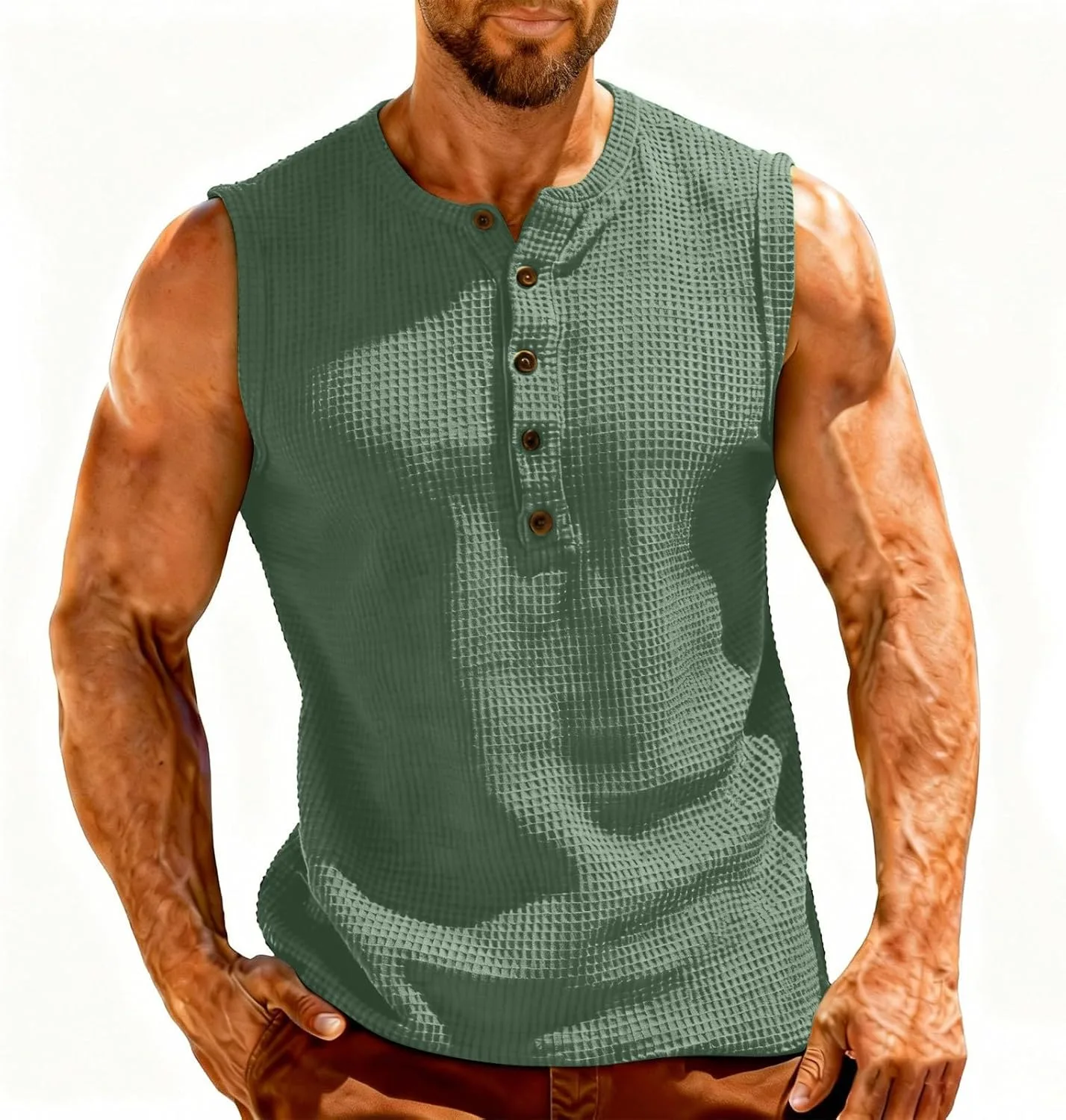 Мужская футболка-майка Waffle Henley — фото 4