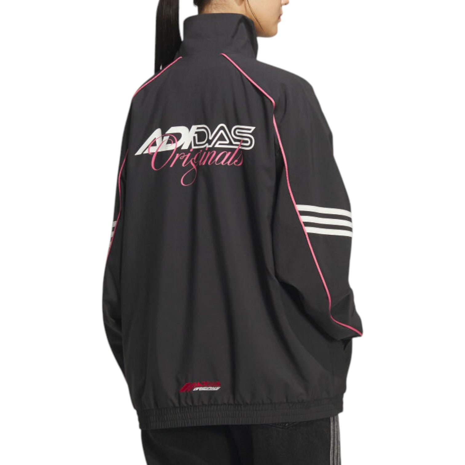 Куртка adidas Moto Sports Oversize Jacket Asia Sizing 'Black Pink' — фото 3