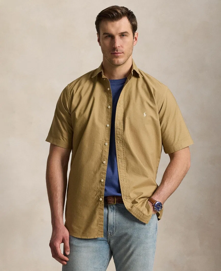 Мужская рубашка в стиле Оксфорд (большой размер) Polo Ralph Lauren, коричневый