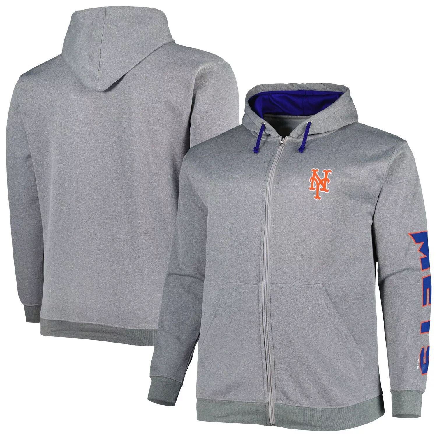 

Мужской пуловер с капюшоном Profile Ash New York Mets Big & Tall