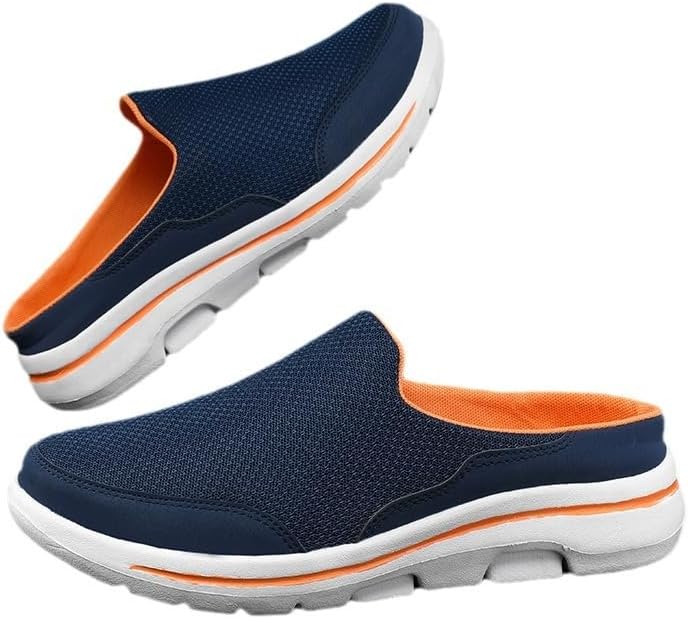 

Мужские слипоны-мюли Полупроспортивные кроссовки, повседневная обувь для прогулок на улице, кроссовки без задника, обувь с открытой пяткой Hhhchpm, темно-синий