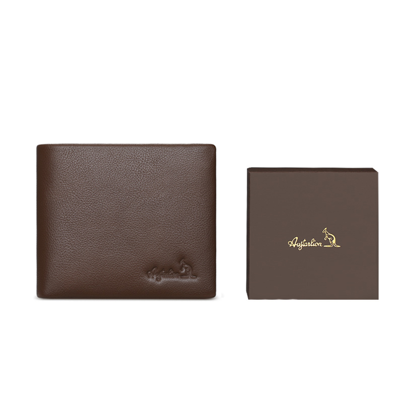 

AUGTARLION Кожаный кошелек для мужчин с несколькими отделениями для карт черный, Coffee Plain Weave