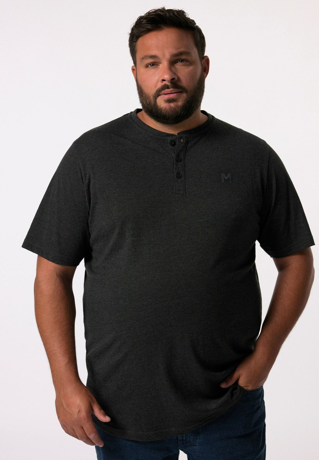 

Базовая футболка HENLEY 2ER-PACK HALBARM RUNDHALS Men Plus, черный