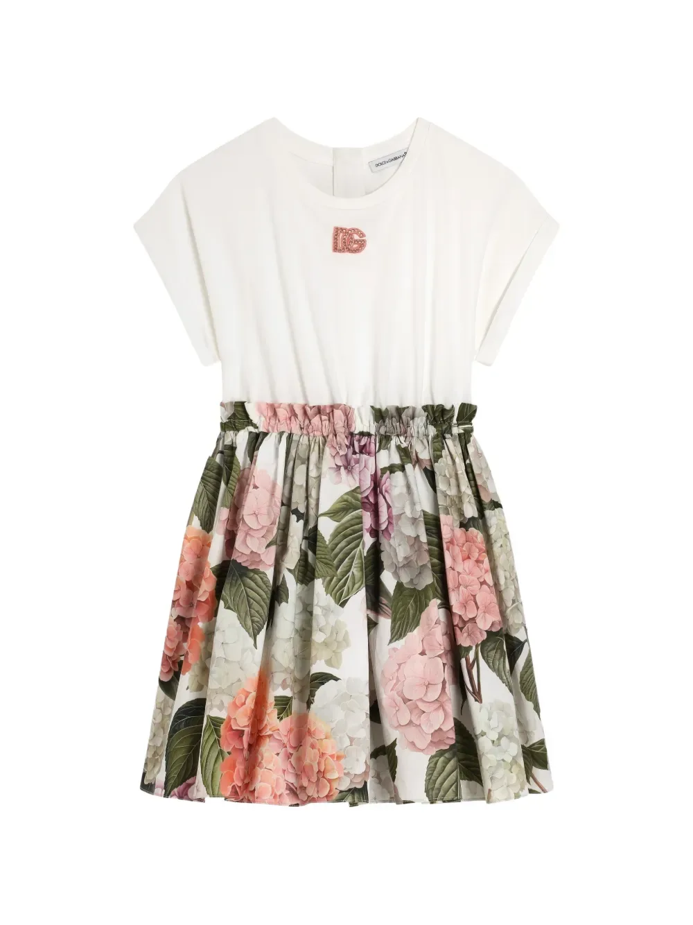 Платье из джерси с принтом Hydrangea Dolce & Gabbana Kids, белый
