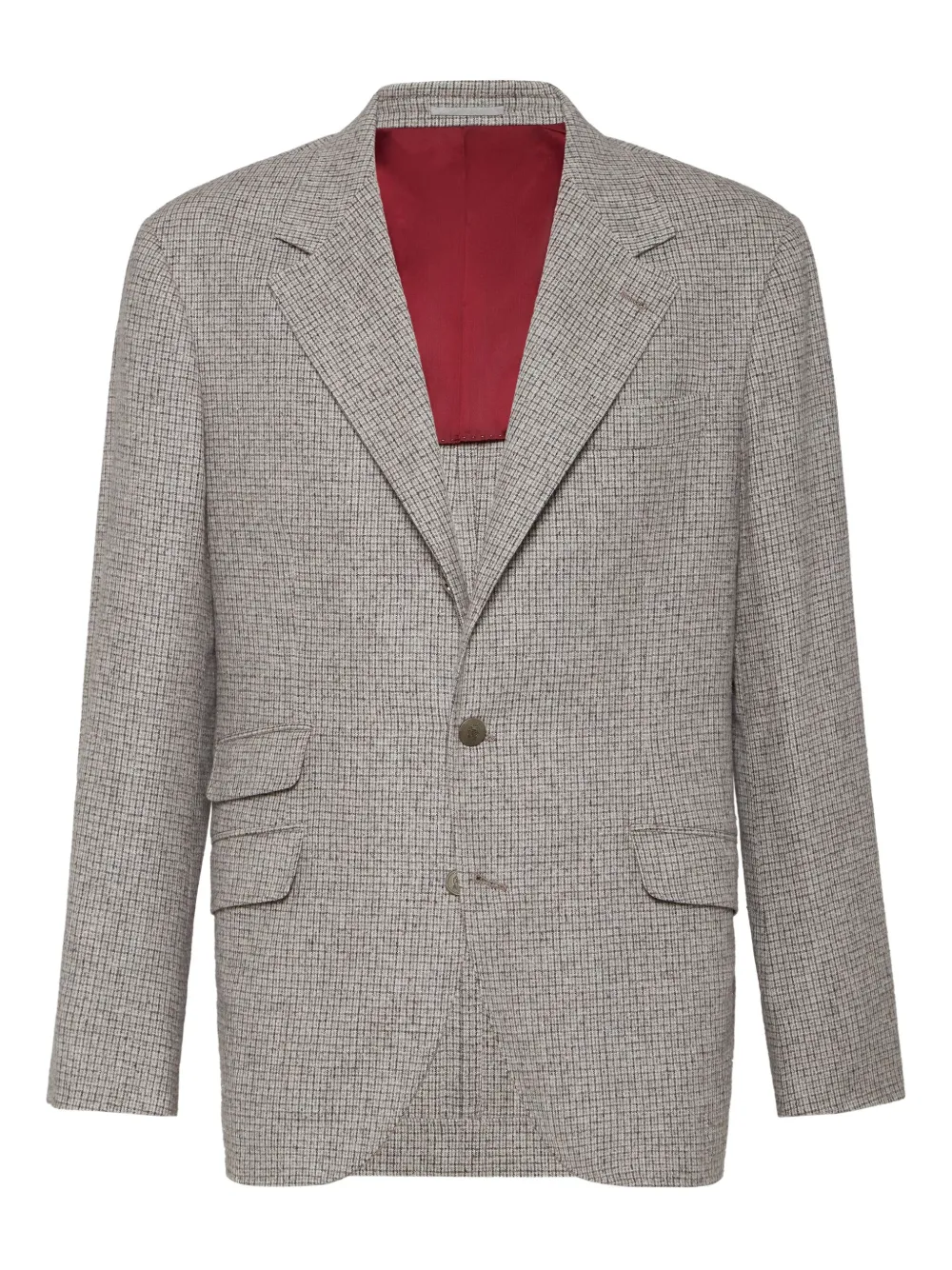 

Клетчатый пиджак Brunello Cucinelli, нейтральный