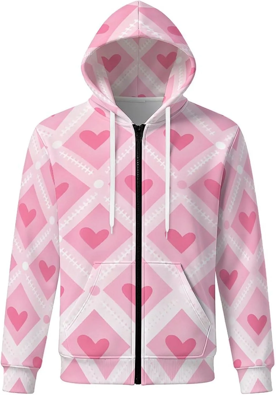 

Мужской оверсайз худи на молнии с принтом Heart Love SQiLyyJYmy