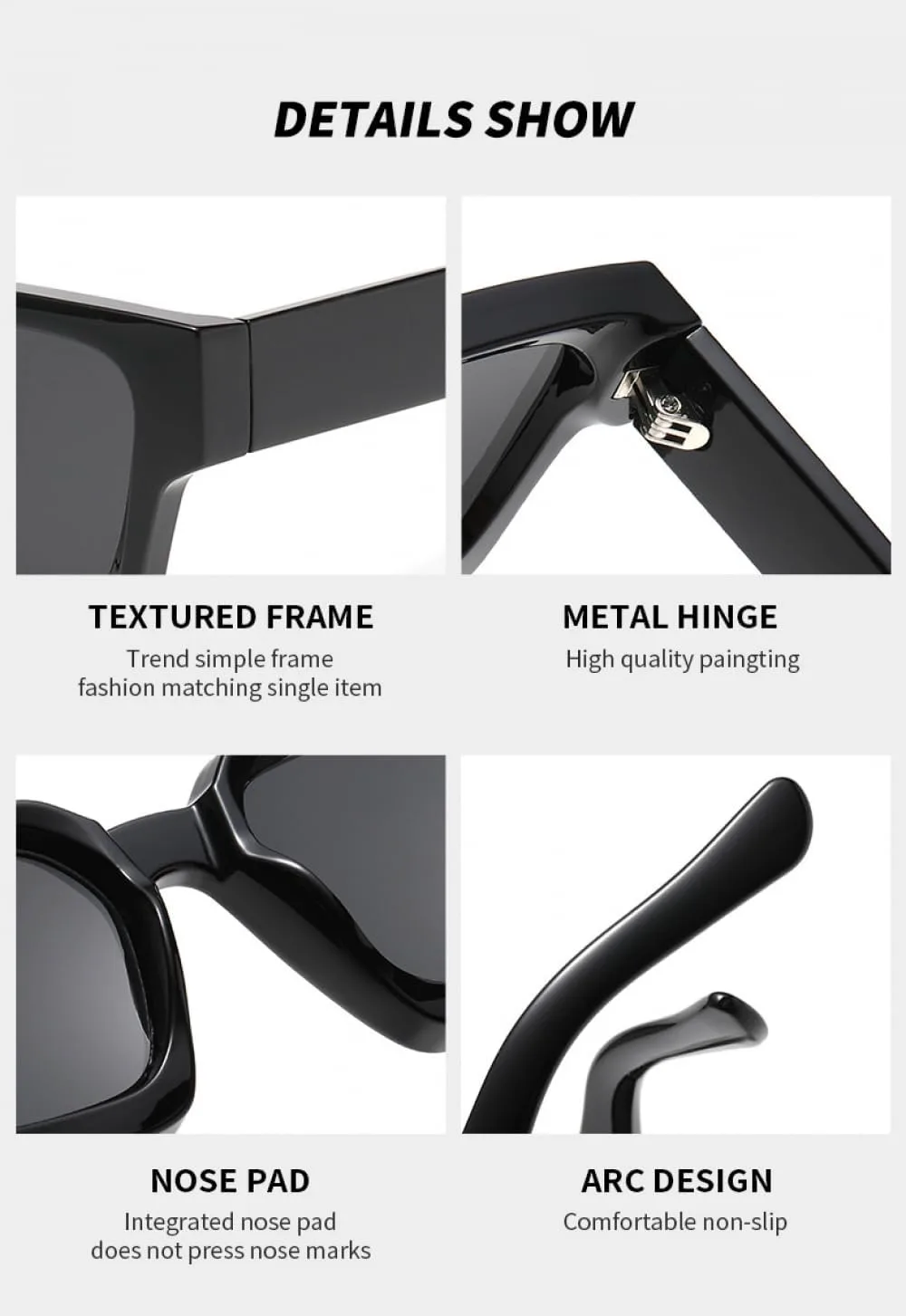 

Европейские и американские модные ретро-солнцезащитные очки в крупной оправе, солнцезащитные очки с защитой от УФ-излучения для мужчин и женщин DHJKLUJO, 3