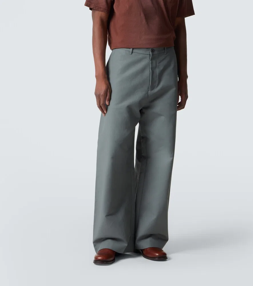 Широкие брюки из хлопкового атласа Acne Studios, серый — фото 3