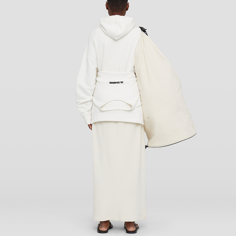 Женский худи с принтом логотипа кремовый JIL SANDER, белый — фото 4