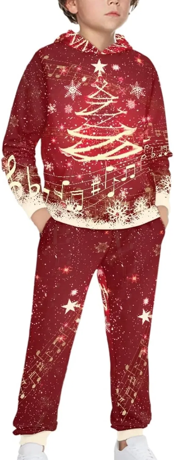 Детский спортивный костюм YECARYPOD, комплект из толстовки и джоггеров, цвет Christmas Tree — фото 2