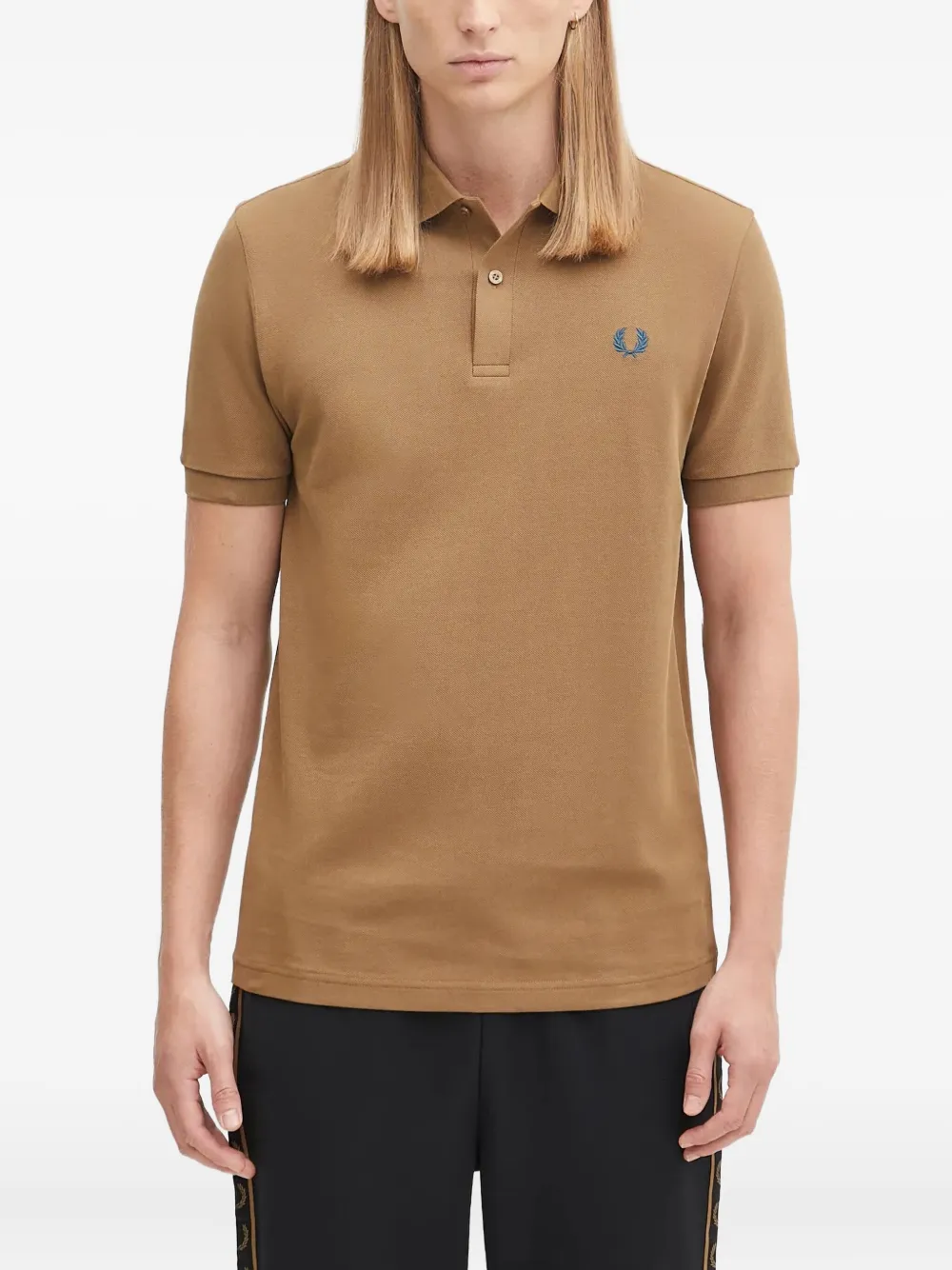 

Поло с вышитым логотипом Fred Perry, коричневый