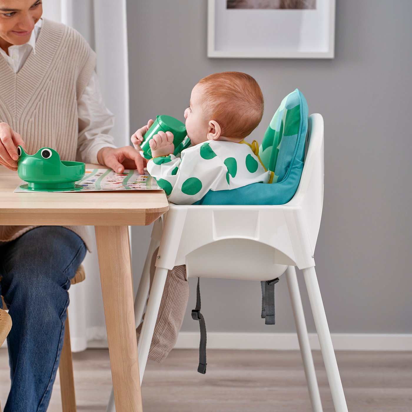 Детский стульчик для кормления + ремень безопасности, белый/белый IKEA Antilop — фото 2