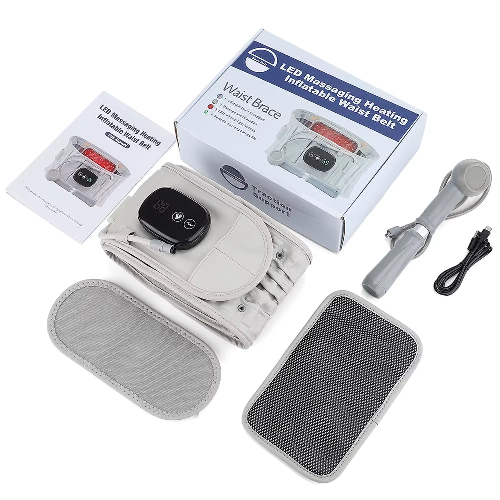 

Надувной пояс для декомпрессии с аккумулятором. Надувное устройство для вытяжения поясницы. Массаж поясницы. Облегчение боли в спине. Eruule, серый