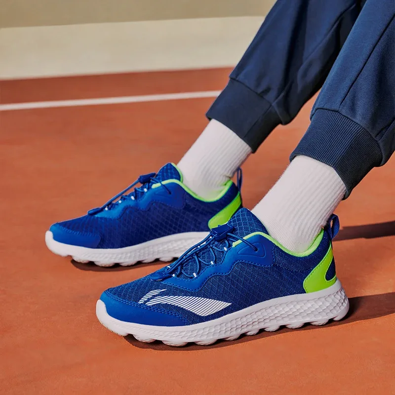 Li-Ning YOUNG непромокаемые противоскользящие антиударные износостойкие дышащие легкие амортизирующие балансирующие кроссовки YOUNG, Ocean Blue/Fluorescent Bright Green — фото 3