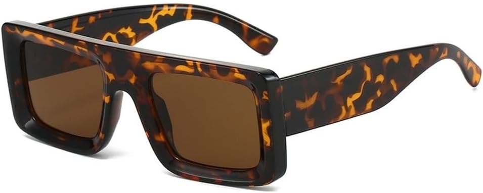 

Модные квадратные солнцезащитные очки для женщин, красные и синие, с защитой от УФ-излучения UV400, ретро-стиль, панк-стиль, леопардовый принт для мужчин SKFGNX, Leopard Tea