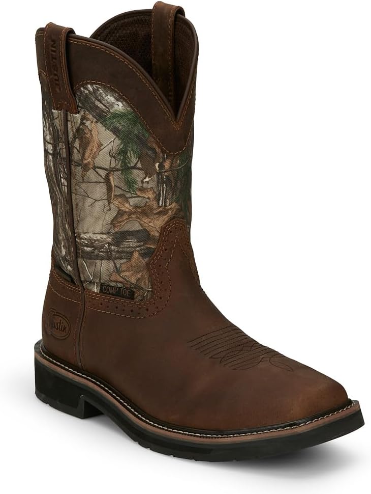 

Мужские ботинки Justin Trekker 11" с водонепроницаемым композитным носком, системой комфорта J-Flex, соответствием стандарту безопасности ASTM F2413-11, сертификацией EH, легкие