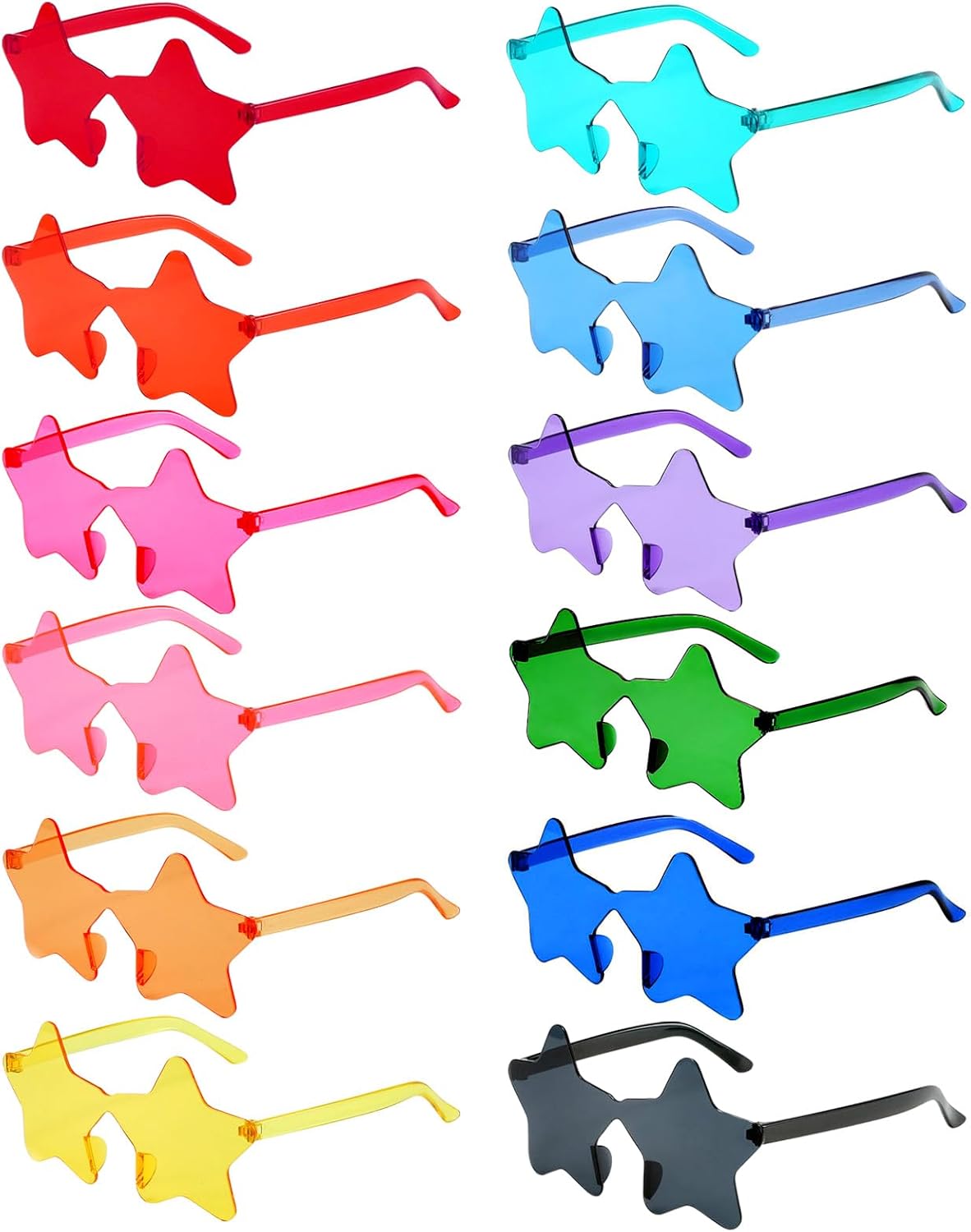 

Набор из 12 разноцветных солнцезащитных очков в форме звезд от Pibupibu, прозрачные очки без оправы в форме звезд, милый набор солнцезащитных очков с пентаграммой для вечеринки, Star