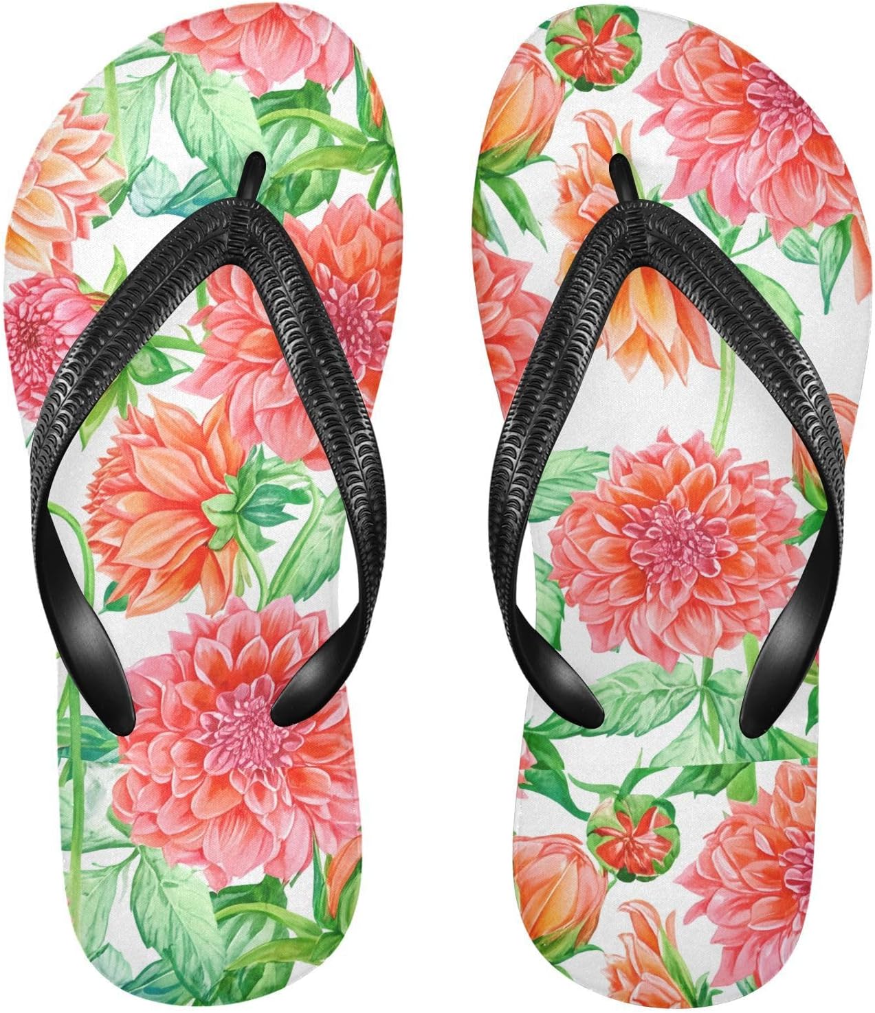 

Женские и мужские пляжные шлепанцы с красной цветком георгиной, для душа, резиновые, нескользящие, летние тапочки для ходьбы Sinestour