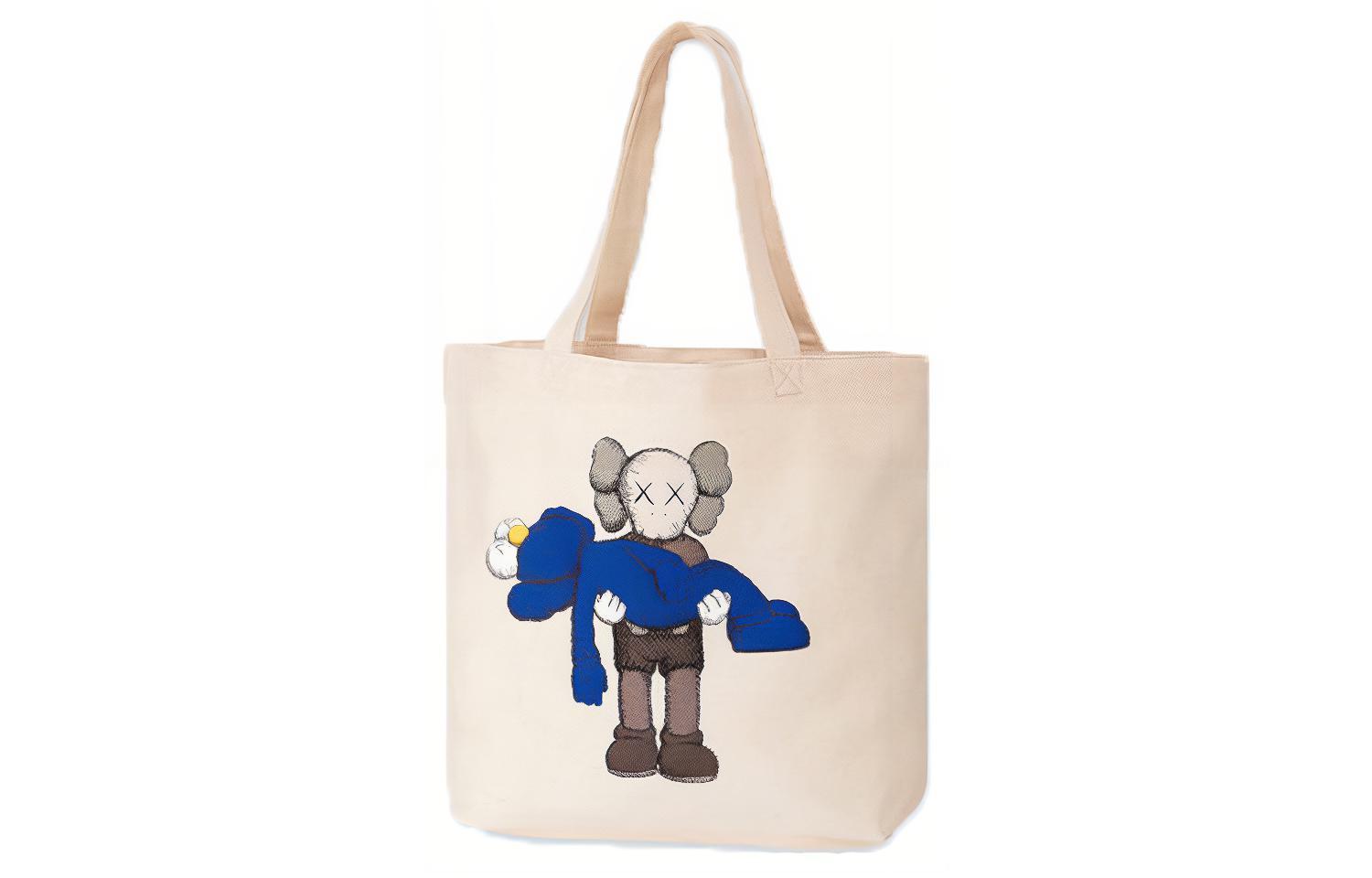

UNIQLO Сумка-шоппер Kaws Limited Edition Collaboration из хлопка, сумка-шоппер, сумка на плечо, обычная, унисекс, синяя