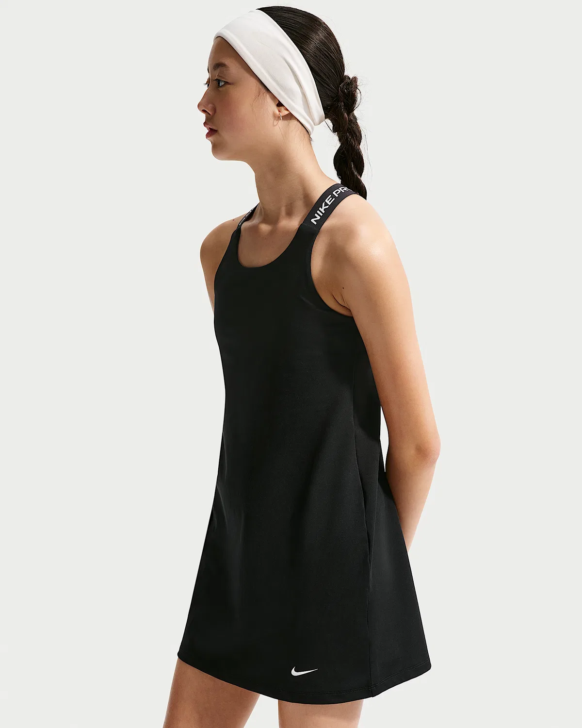 Детская (для девочек) тренировочная куртка Nike Pro Dri-FIT с полузамком, Black/Black/White — фото 2