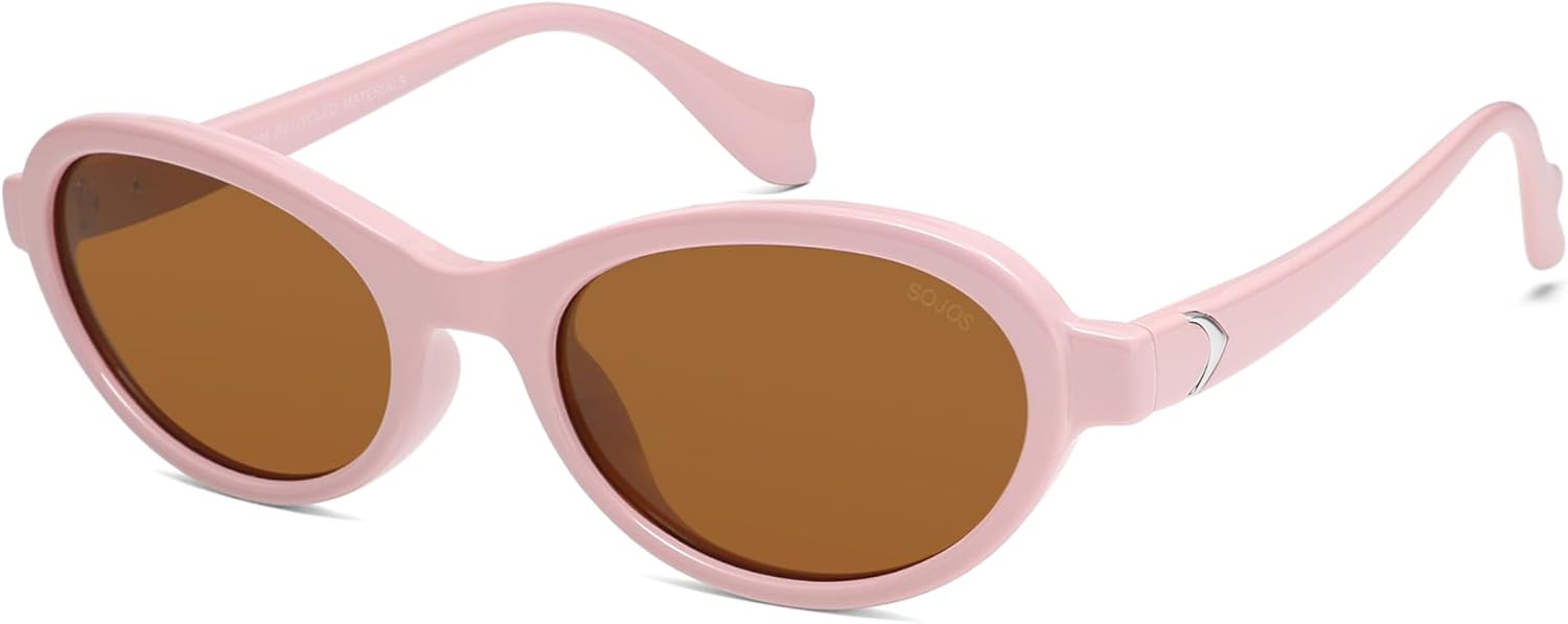 

Солнцезащитные очки SOJOS Ocean Collection Polarized Retro Oval Small для женщин, оправа из переработанного пластика, экологичные, защита от УФ-излучения UV400, модель Echo, Pink/Brown