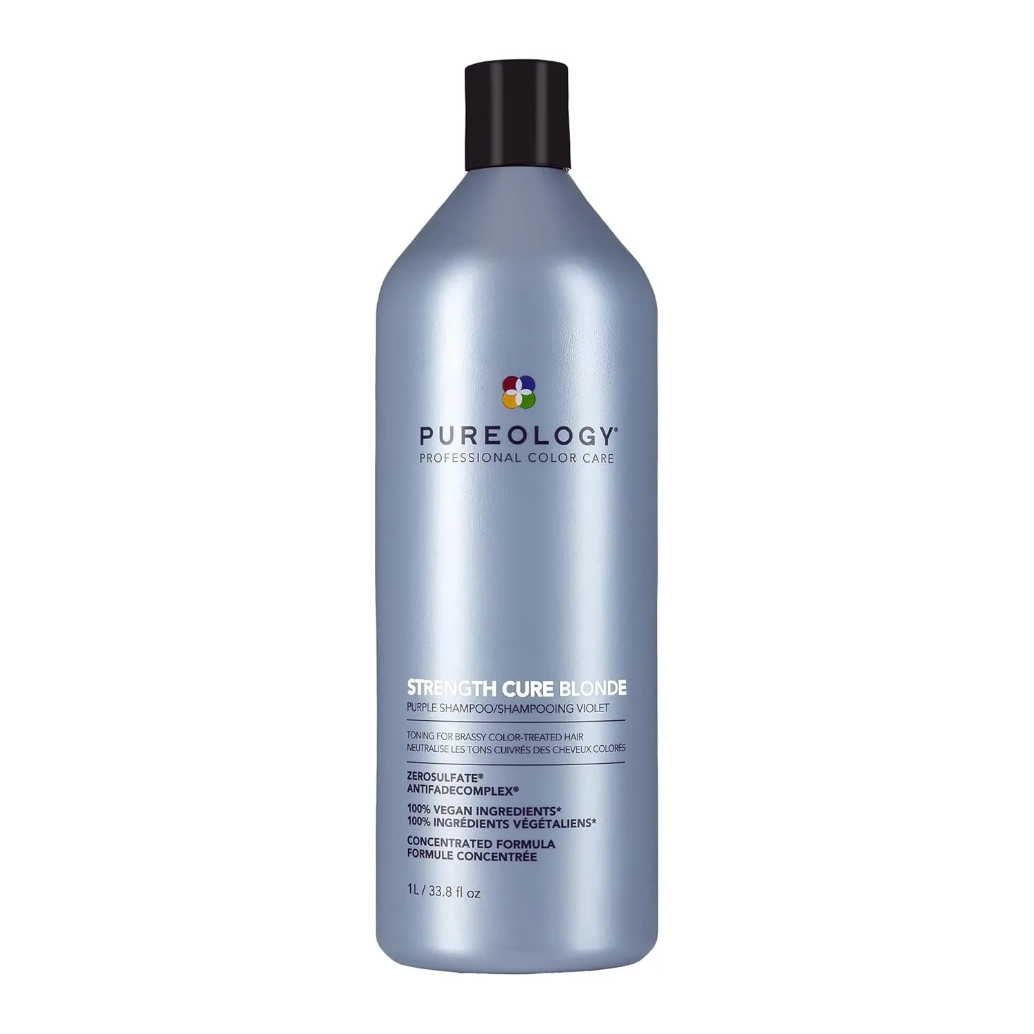 Pureology Strength Cure Blonde Purple Шампунь для блондированных и осветленных волос, нейтрализует желтизну, укрепляет, без сульфатов, веган 1000 мл (.), Purple