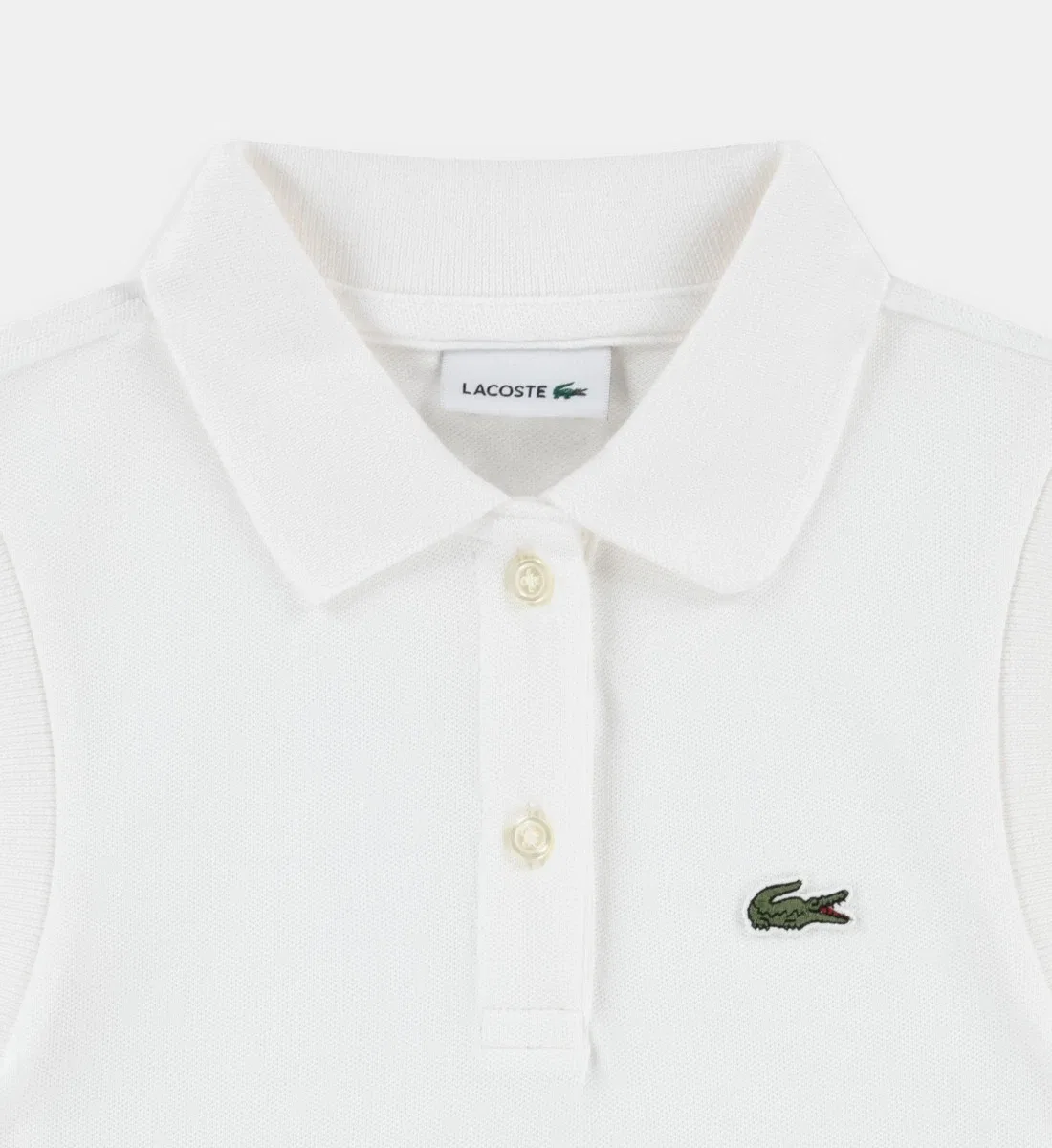 Фирменное платье-поло свободного кроя без рукавов из смешанного хлопка Lacoste, белый — фото 3