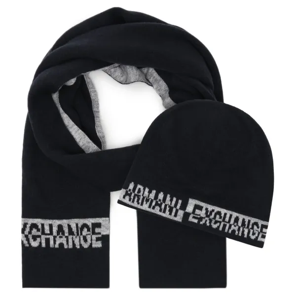 

Шарф+Шапка с добавлением шерсти Armani Exchange, синий