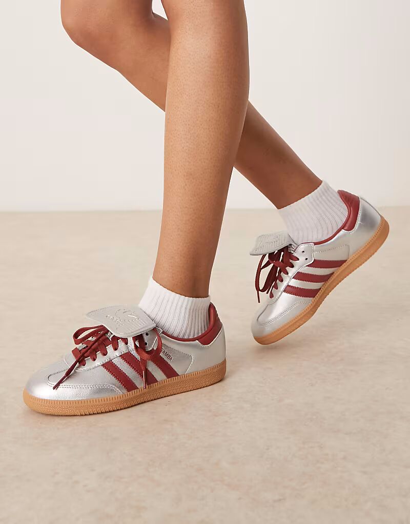 Кроссовки Adidas Originals Samba LT в цвете металлик серебристый и красный
