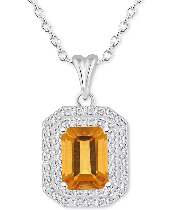 

Ожерелье с подвеской в виде восьмиугольного гало из родолитового граната (2 карата tw) и белого топаза (1/2 карата tw) длиной 18 дюймов из стерлингового серебра (также из цитрина, перидота, аметиста и голубого топаза) Macy'S, citrine