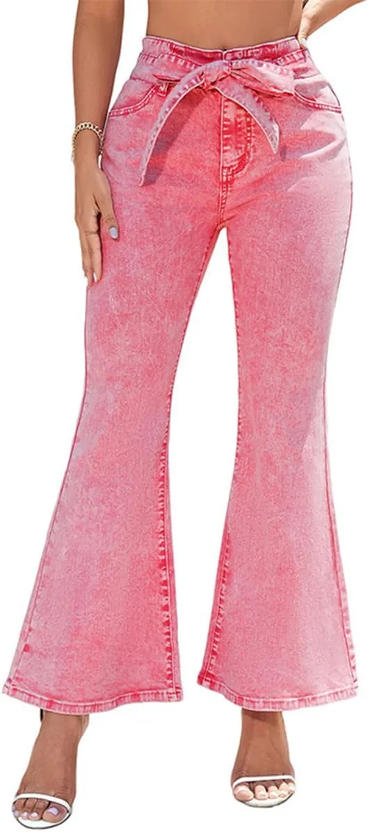 

Женские джинсы с высокой посадкой, широкие клеш, с завязками Glkaend