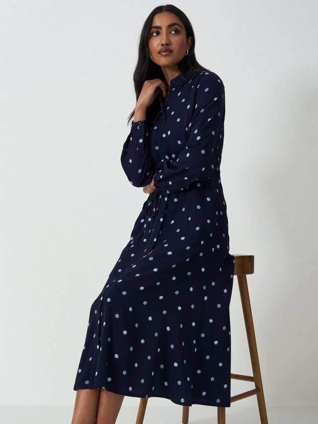 

Платье-рубашка оливии в горошек Crew Clothing, цвет Navy Blue