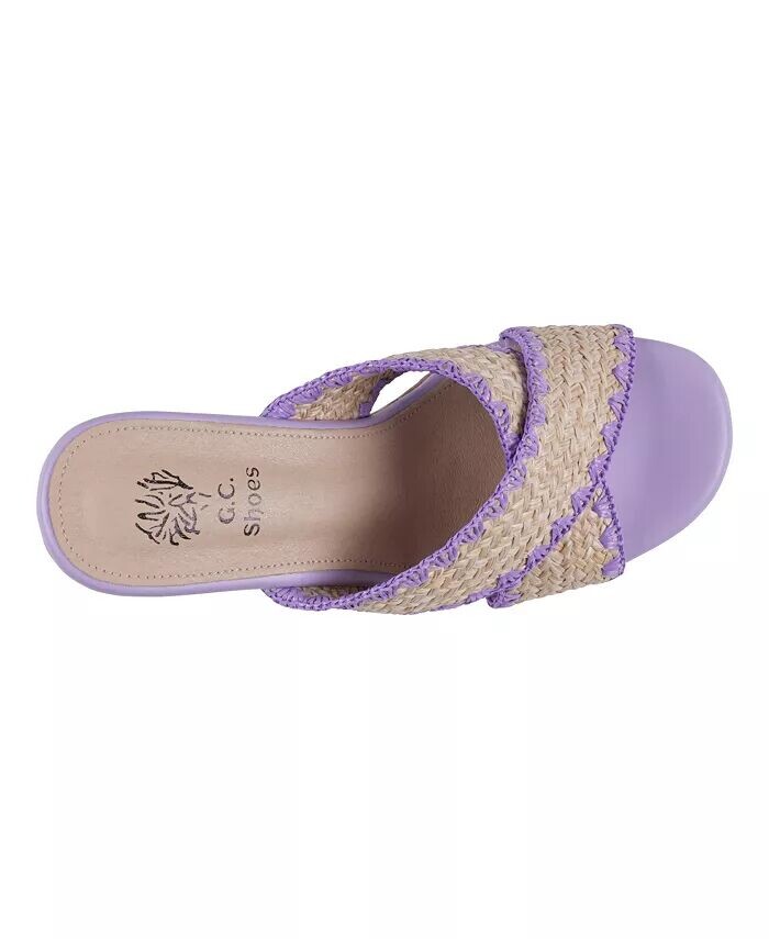 Женские босоножки Elsa на платформе из плетеной пробки на каблуке GC Shoes, фиолетовый — фото 4