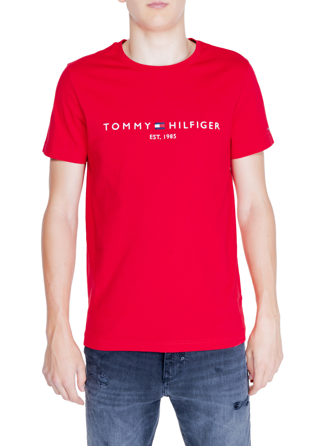 

Футболка мужская Tommy Hilfiger с логотипом бренда хлопковая, красный