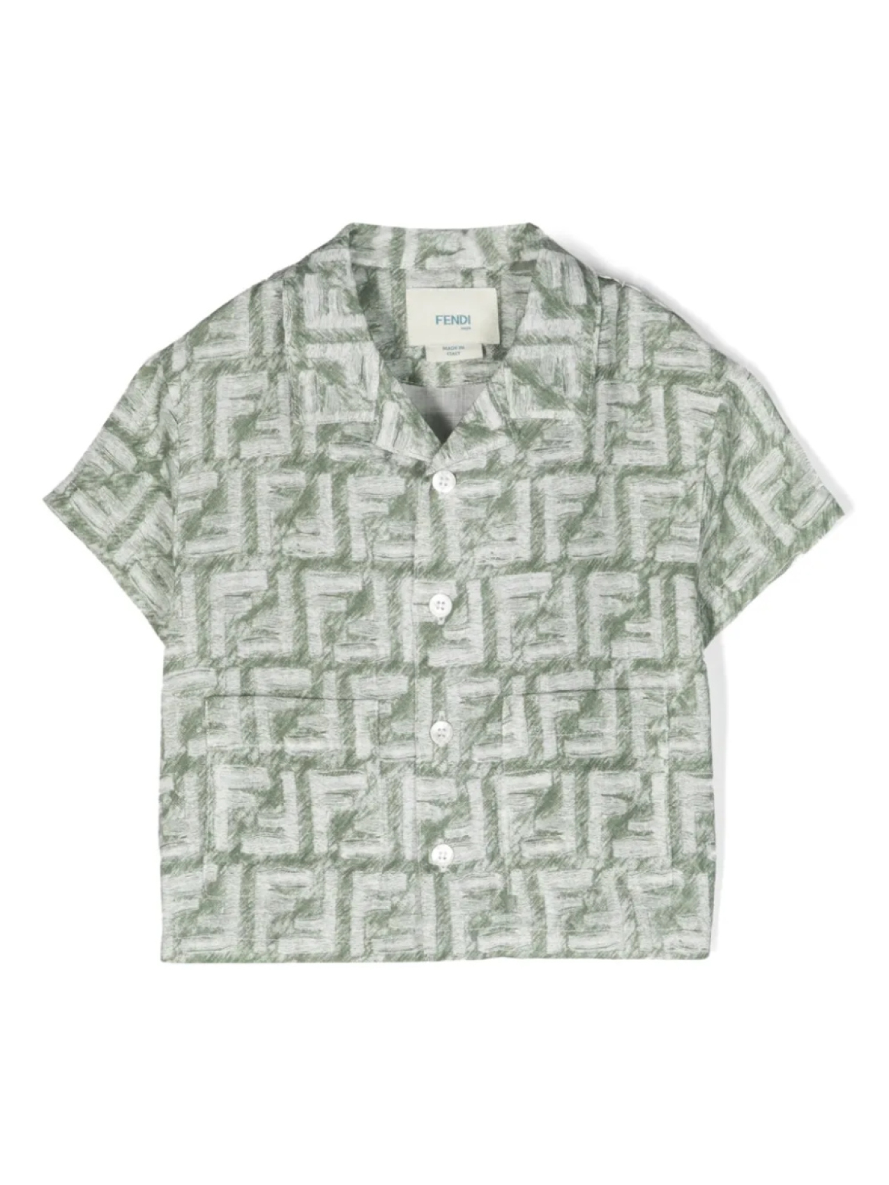 

Льняная рубашка с логотипом FF Fendi Kids, зеленый