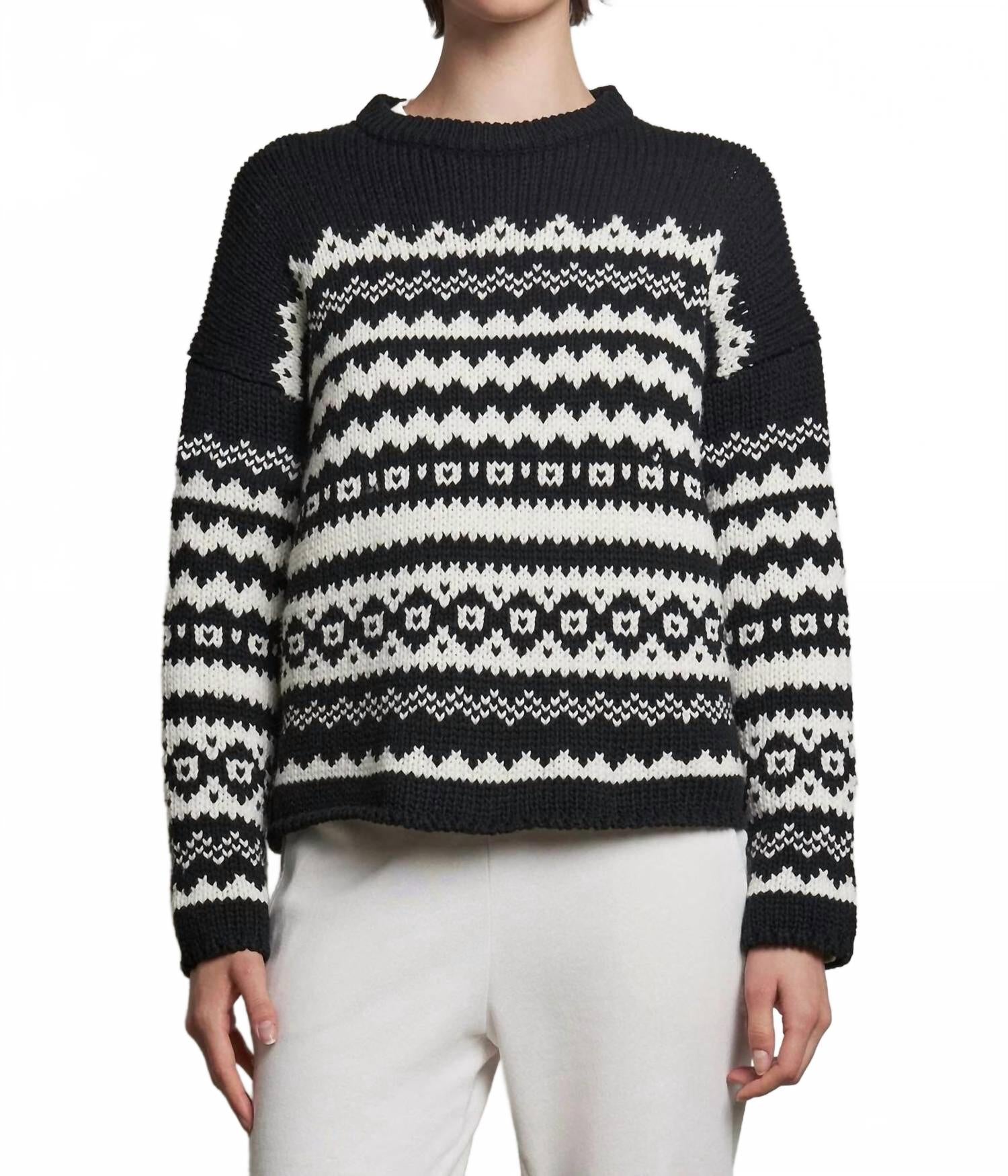 

Толстый свитер Maywood Fair Isle черного/молочного цвета Velvet By Graham & Spencer, черный/молочный