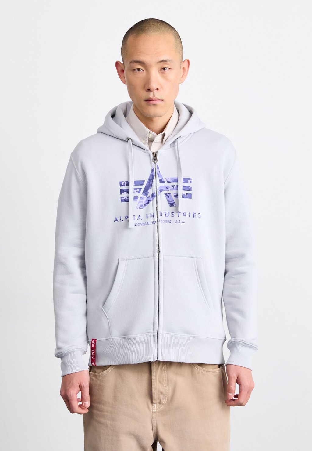 

Толстовка на молнии BASIC CAMO Alpha Industries, светло-серый