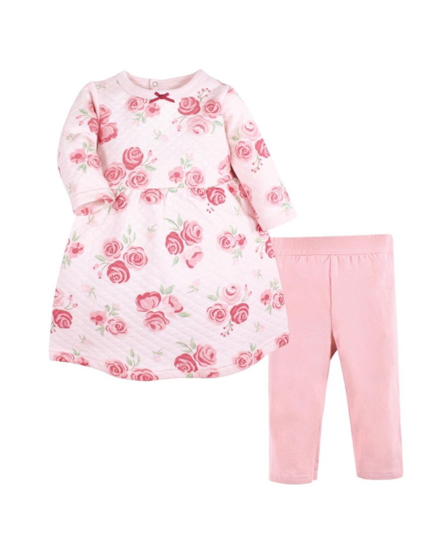 

Стеганое хлопковое платье и леггинсы Hudson Baby, Blush rose