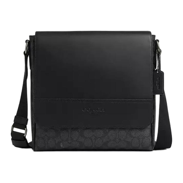 

COACH Хьюстон кожаная сумка через плечо средний мужской черный