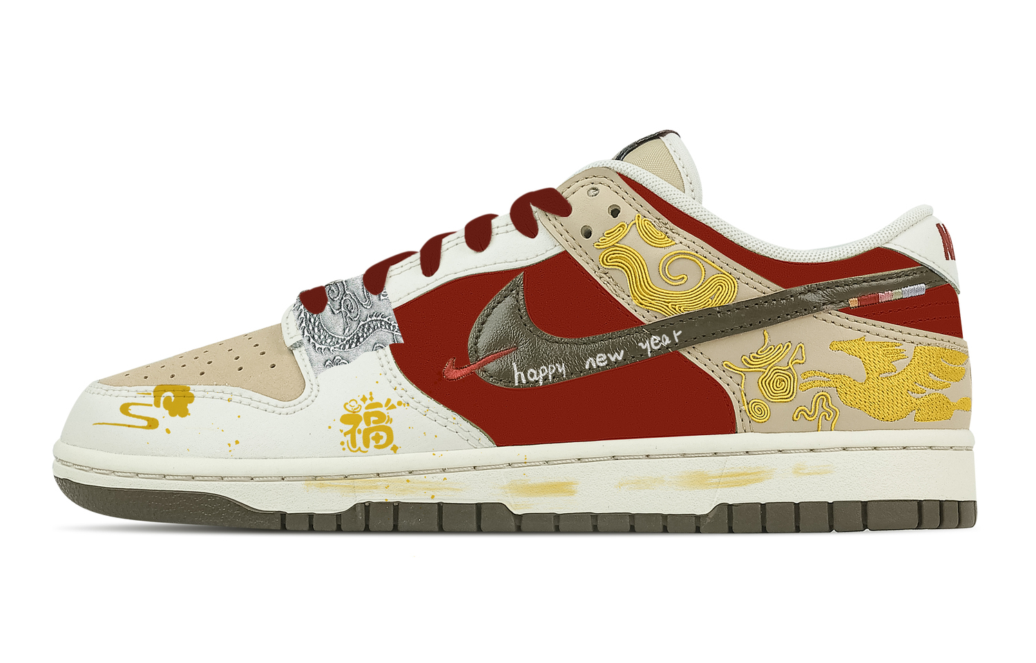 

Nike Dunk Blessing Wishes зимние кожаные низкие кроссовки для скейтбординга мужские beige red