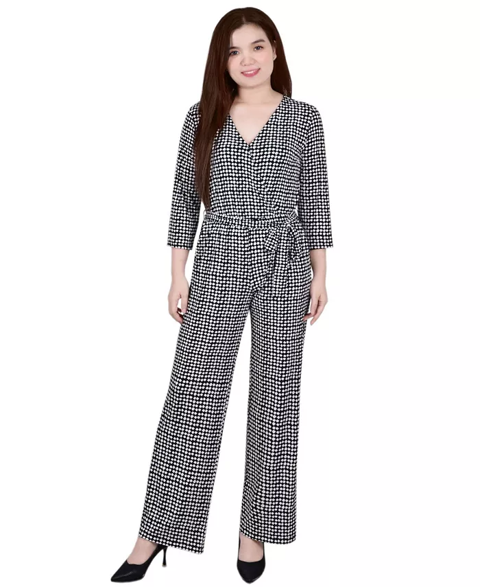 

Женский комбинезон с поясом и рукавом 3/4 NY Collection, мультиколор