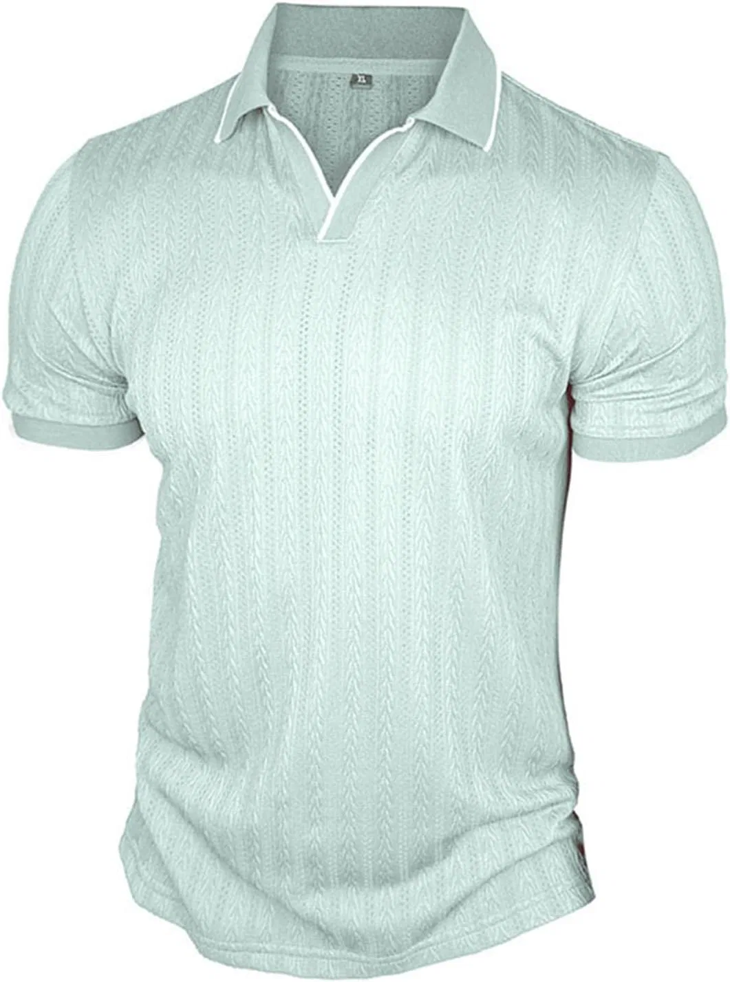 Мужская футболка поло с рифленой текстурой, Light Blue — фото 3