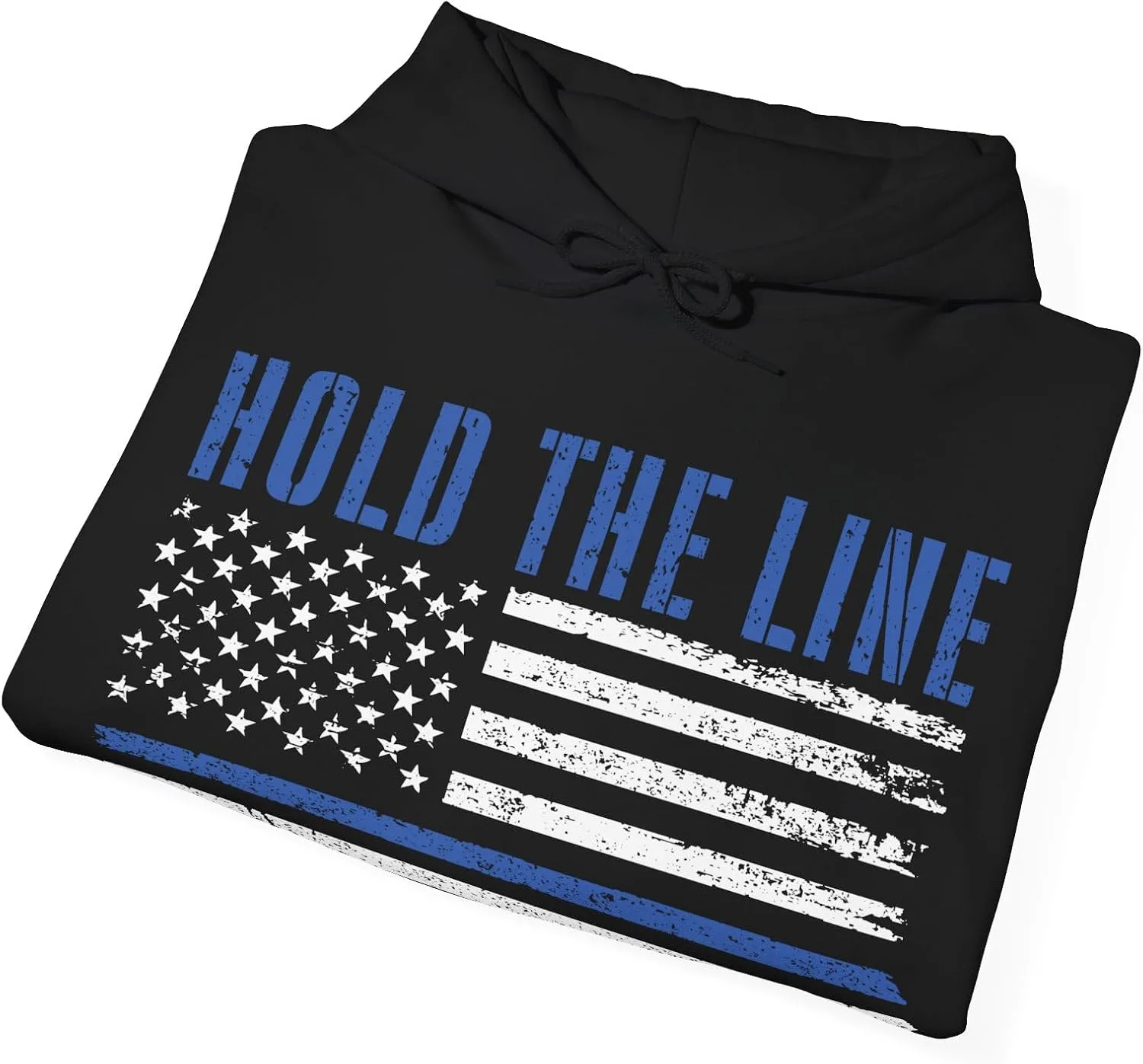 Толстовка Hold The Line Thin Blue Line с американским флагом, синяя, 2025 Strike Heavy, черная GENERIC, черный — фото 4