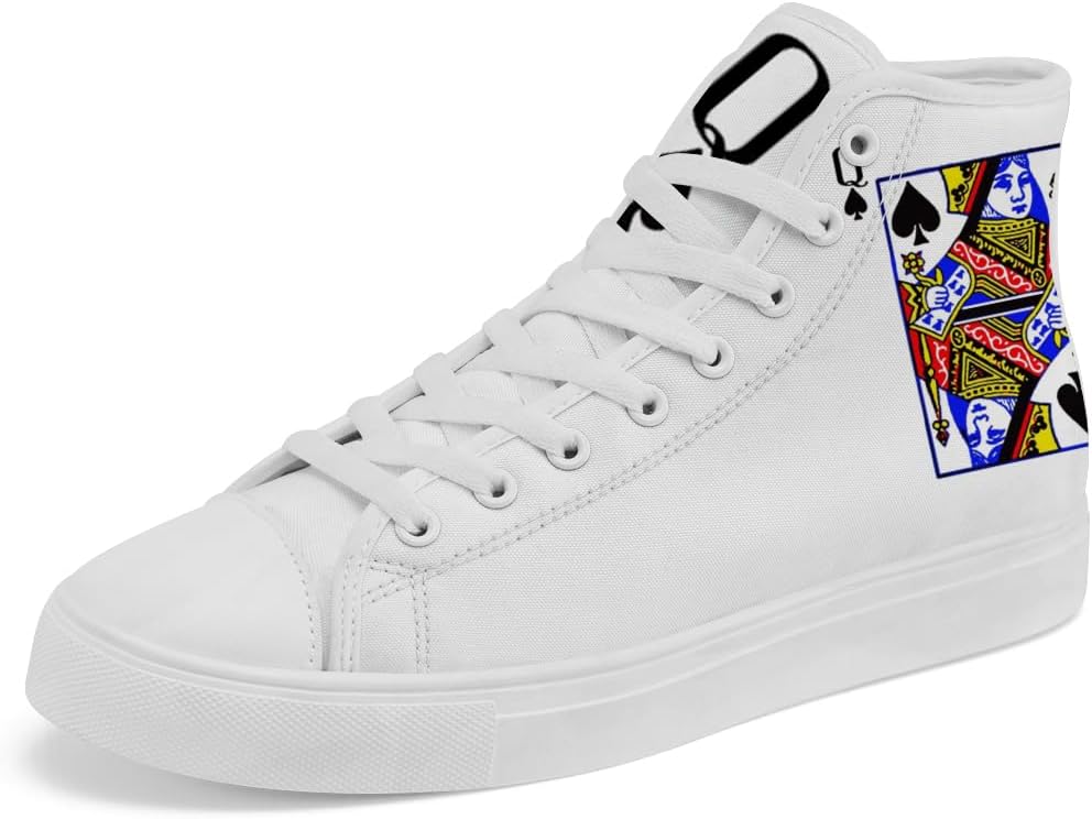 

Кеды на высокой подошве chebing Poker для мужчин и женщин, с рисунком игральных карт, шнуровка, повседневная обувь, подарок для папы и мамы, белый