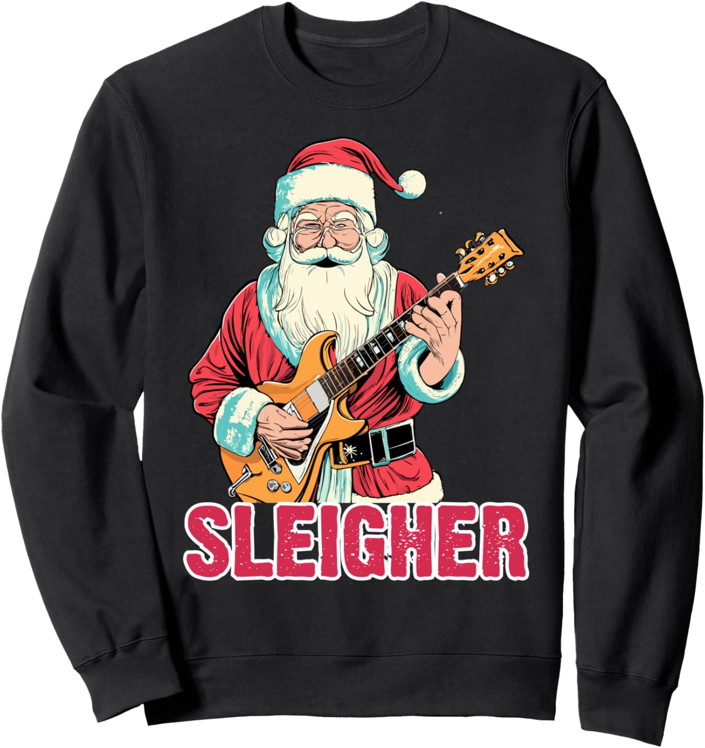 

Толстовка с изображением Санта-Клауса и гитары на рождественских санях Sleigher Christmas Gifts, черный