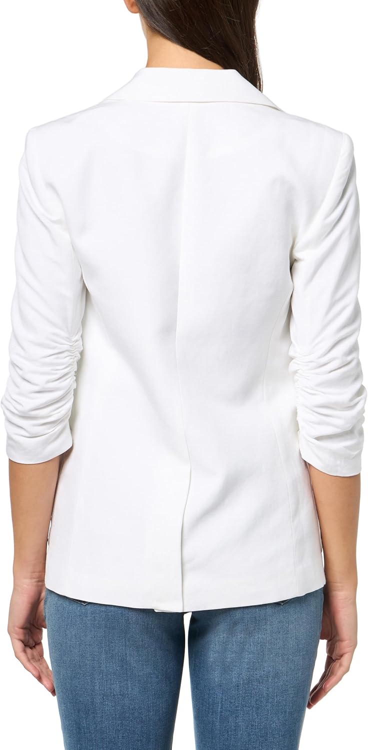 Женский блейзер Calvin Klein на одной пуговице с рукавами 3/4 и сборками, White Cream — фото 2