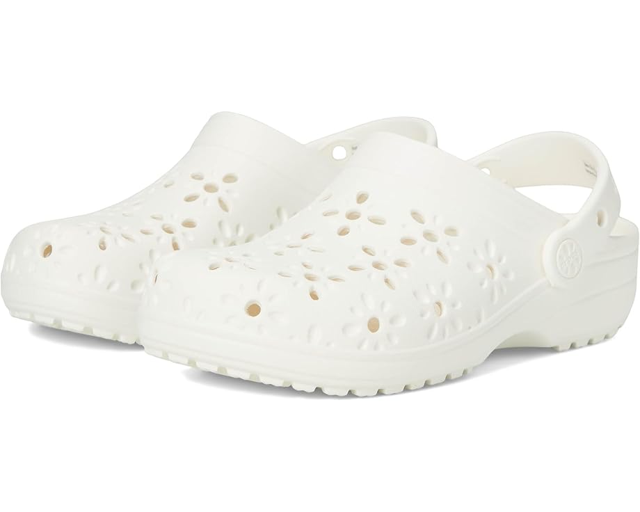

Сабо Crocs Kids Classic Clogs with Floral Cut Out Design, цвет Chalk